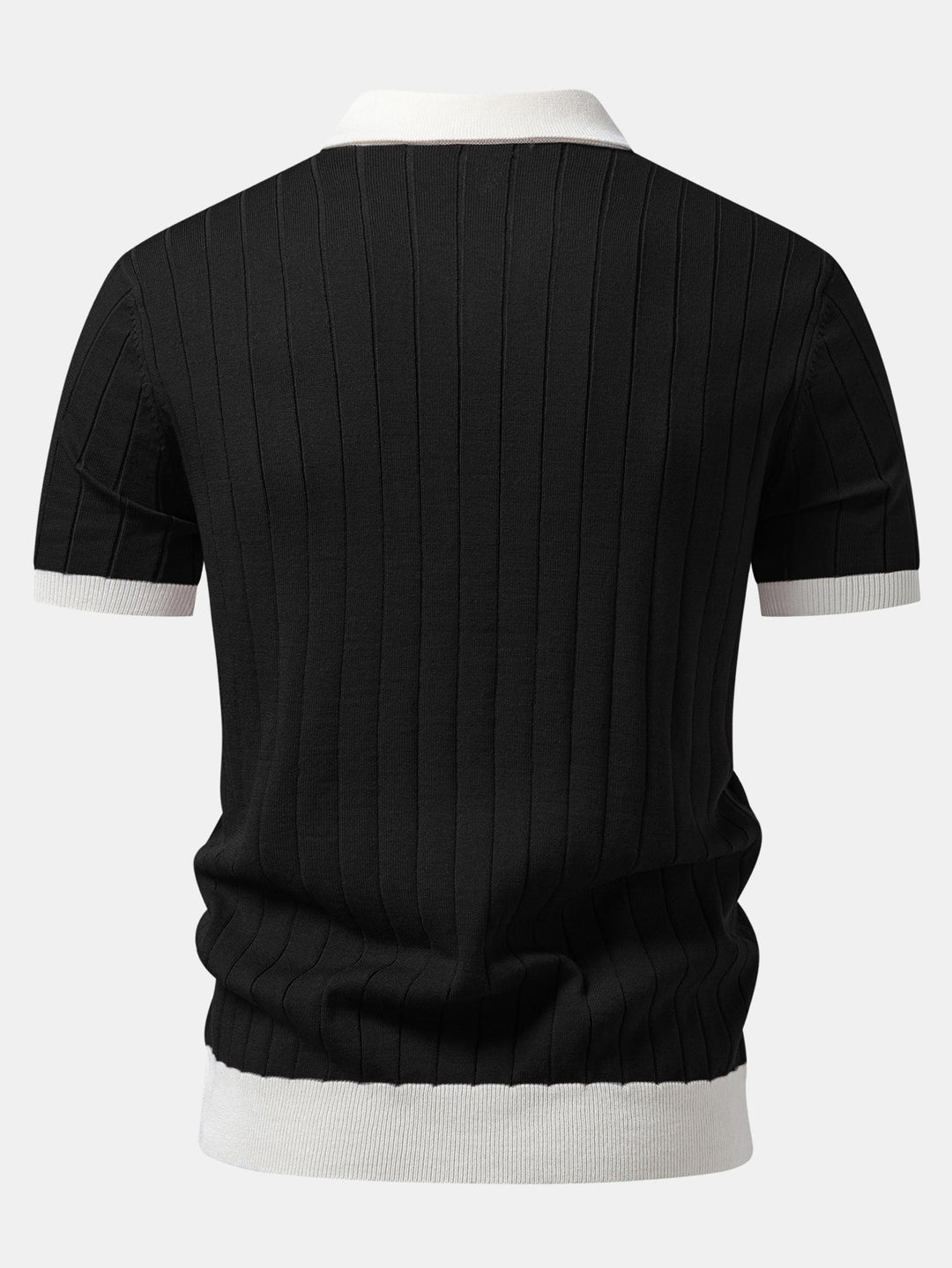 Contrast Trim Stripe Johnny Collar Polo