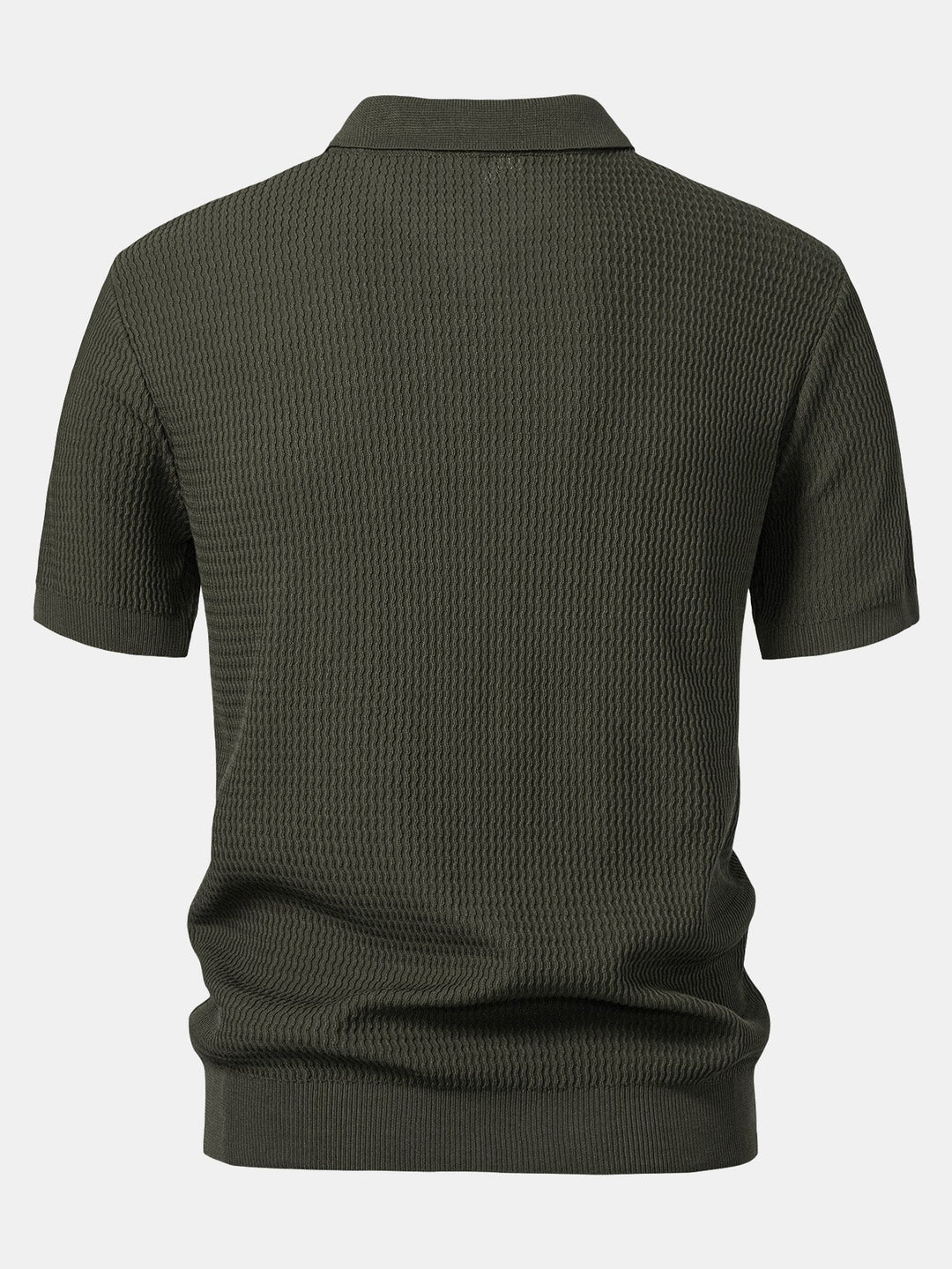 Wave Jacquard Gebreid V-hals Polo Shirt
