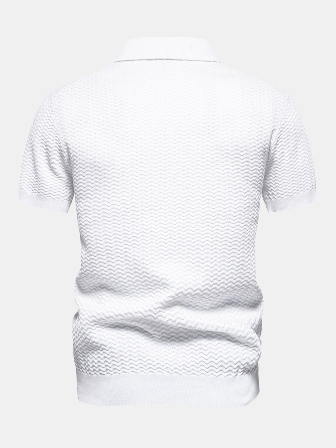 Contrast Textured Jacquard Gebreid Zip Up Polo Shirt