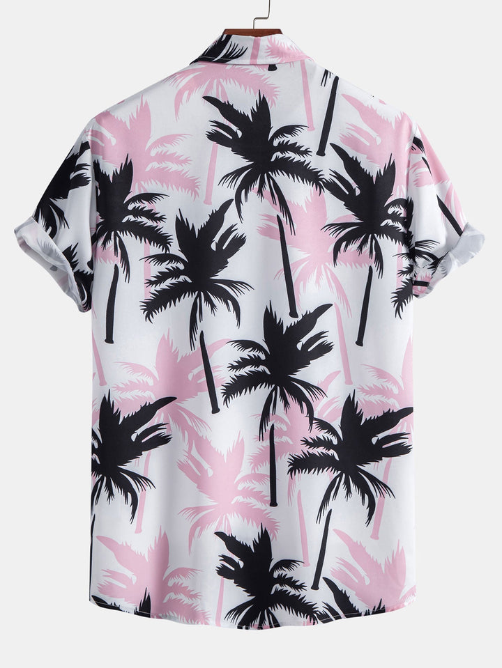 Palmboomprint Overhemd met Knopen & Zwemshorts