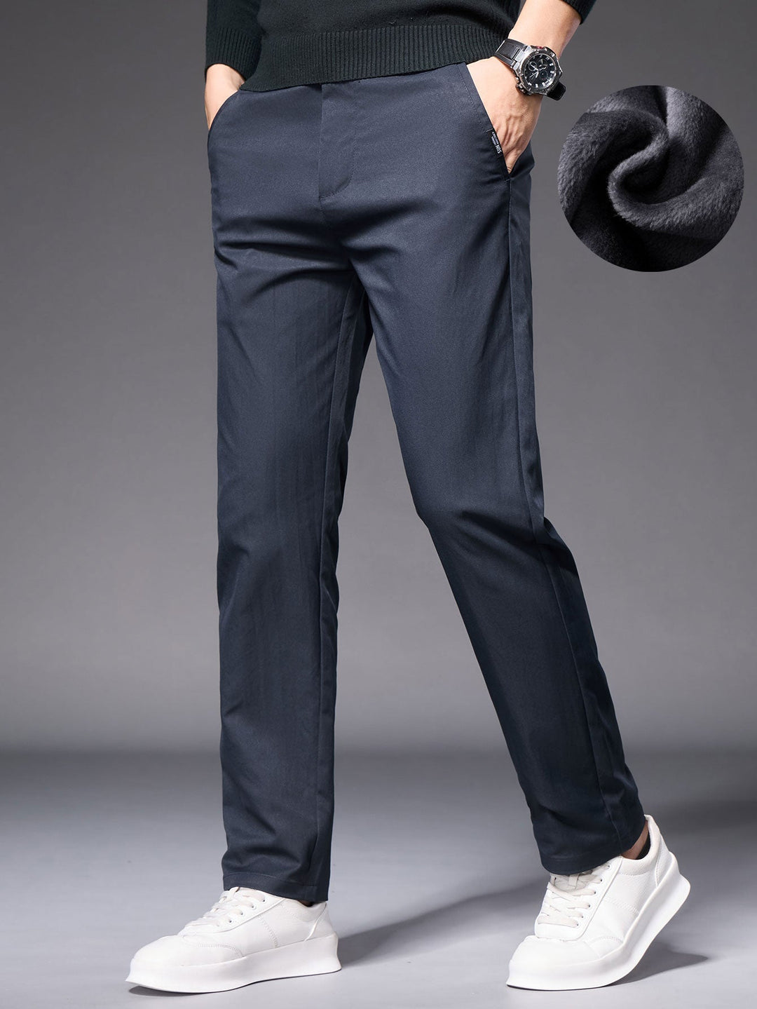 Warm Fleece-Lined Straight Leg Chino Pants