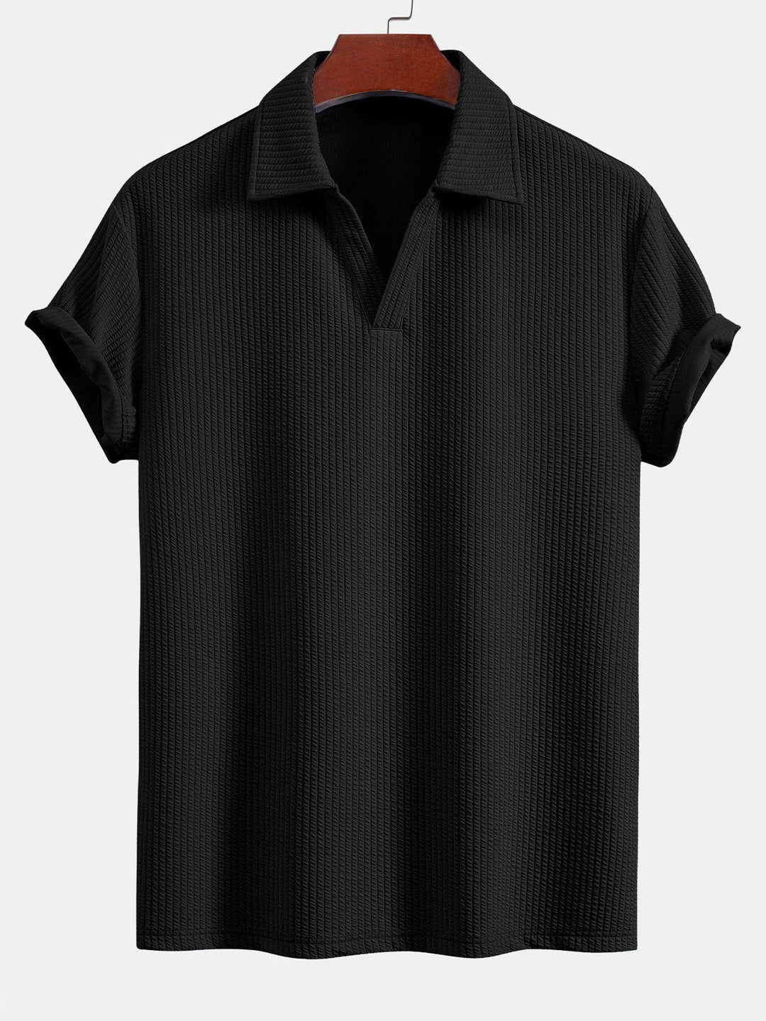 Korte Mouwen V-Hals Ribbel Polo & Rechte Ribbel Broek
