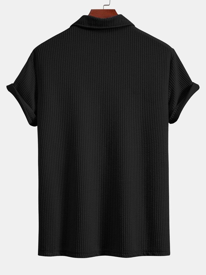 Korte Mouwen V-Hals Ribbel Polo & Rechte Ribbel Broek