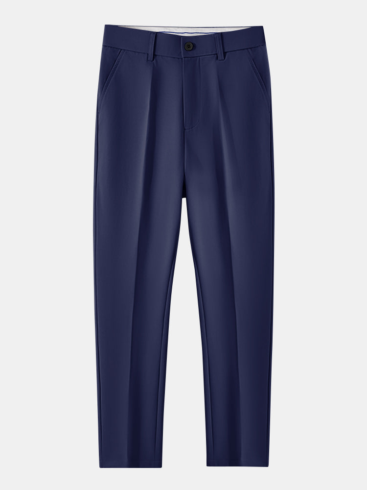 Textuurcontrast Gebreide V-hals Polo Shirt & Slim Fit Toegelopte Broek