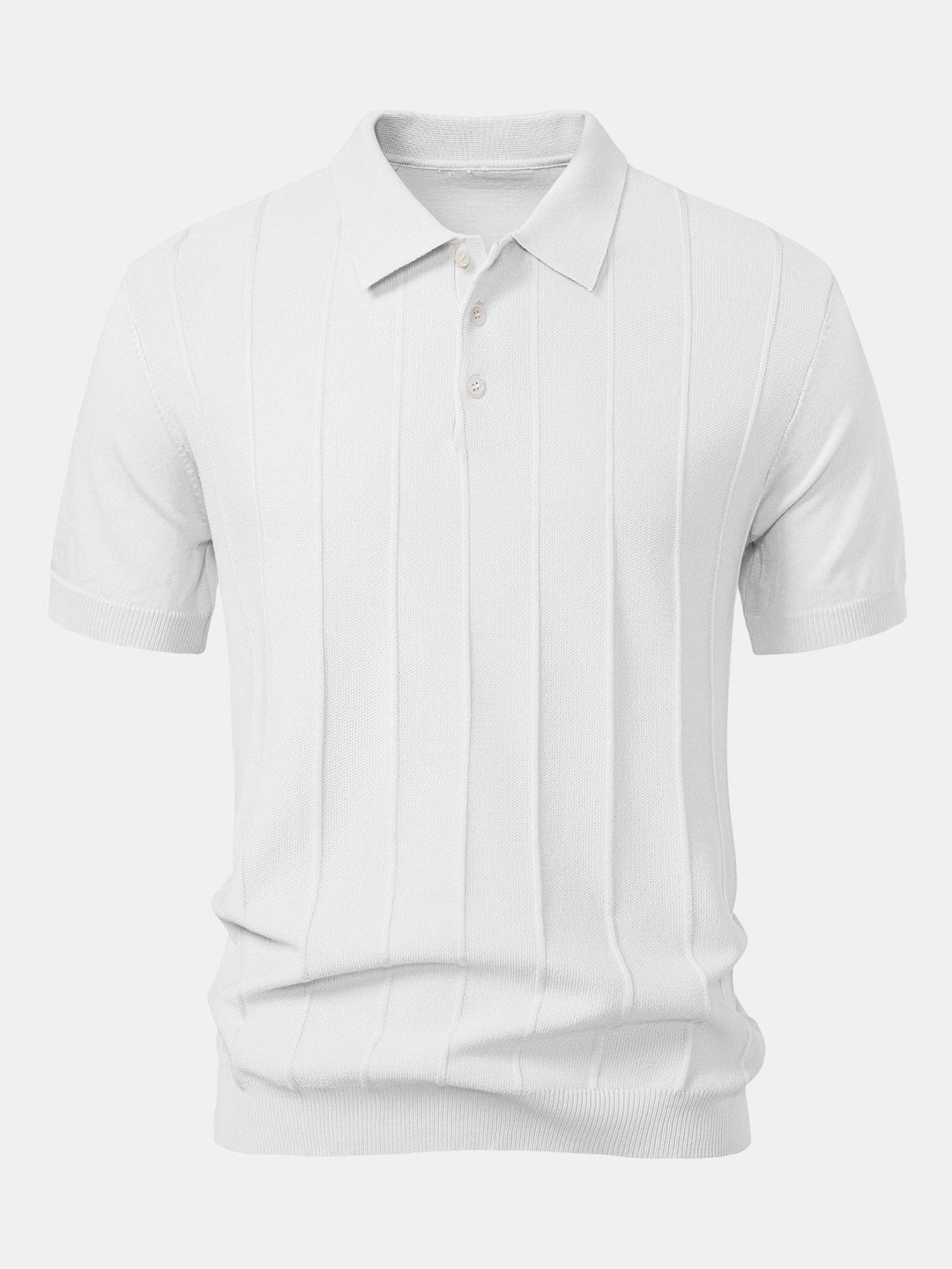 Stripe Jacquard Gebreid Polo Shirt & Rechte Ribbroek