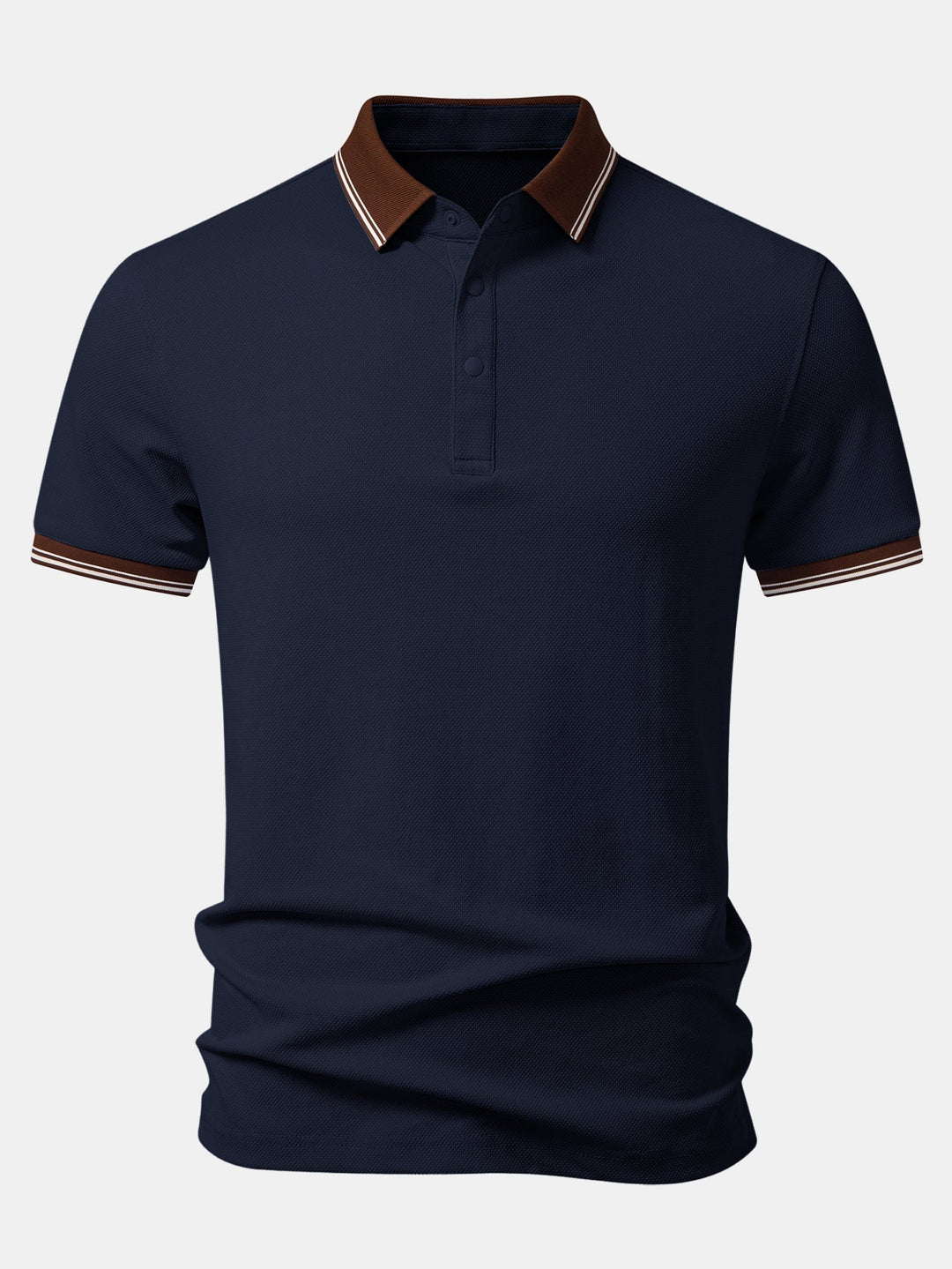 Contrast Trim Textured Polo