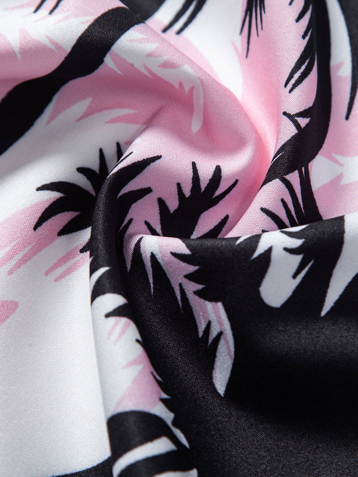 Palmboomprint Overhemd met Knopen & Zwemshorts