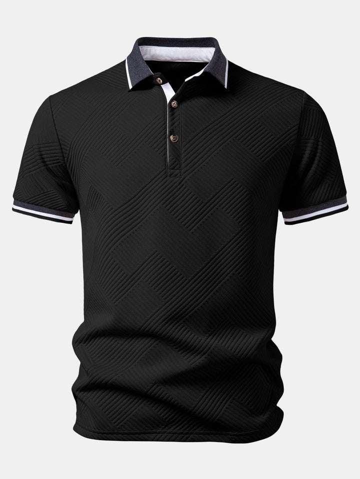 Contrast Trim Stripe Jacquard Polo