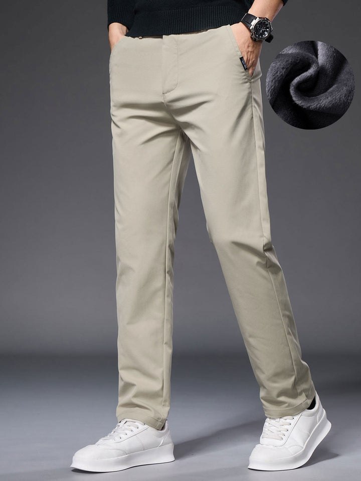 Warm Fleece-Lined Straight Leg Chino Pants