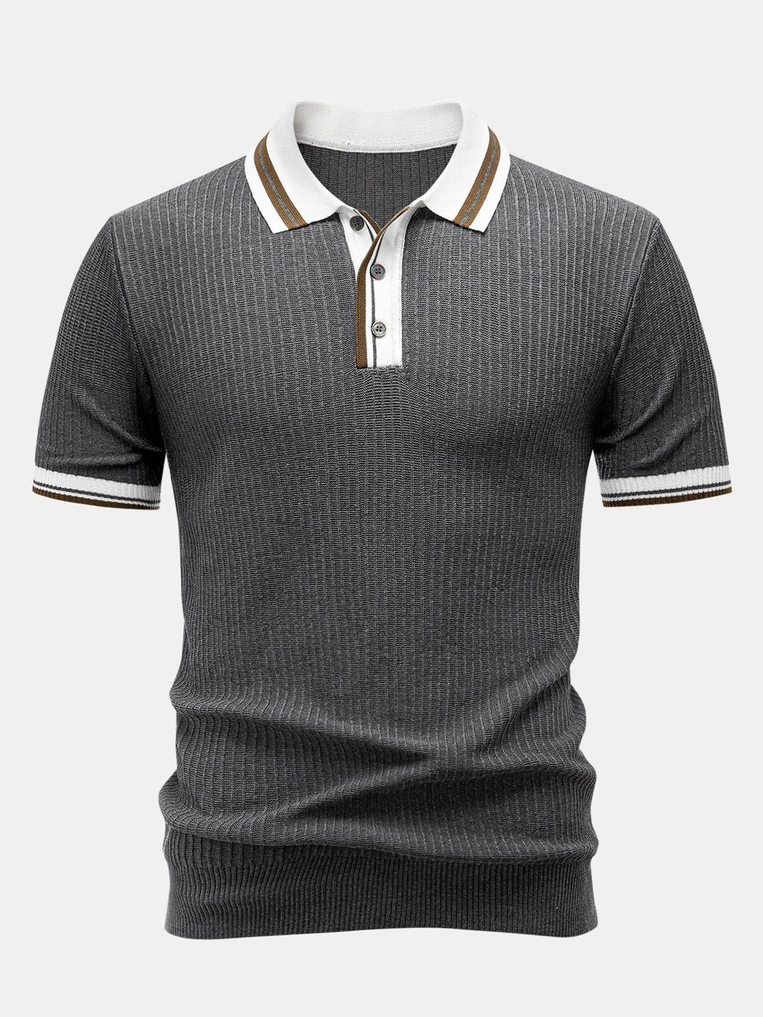 Contrast Trim Knit Polo Shirt & Slim Fit Tapered Trousers
