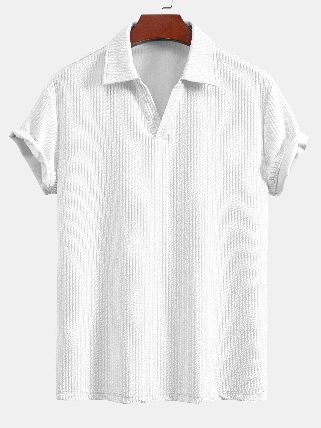 Korte Mouwen V-Hals Ribbel Polo & Rechte Ribbel Broek