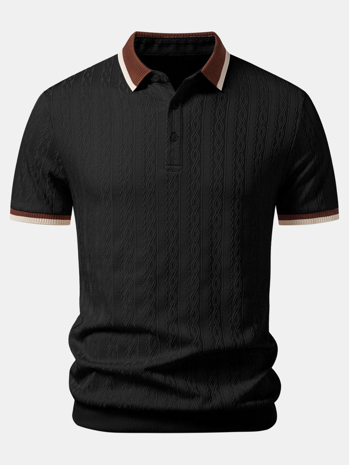 Contrast Trim Textured Knit Polo