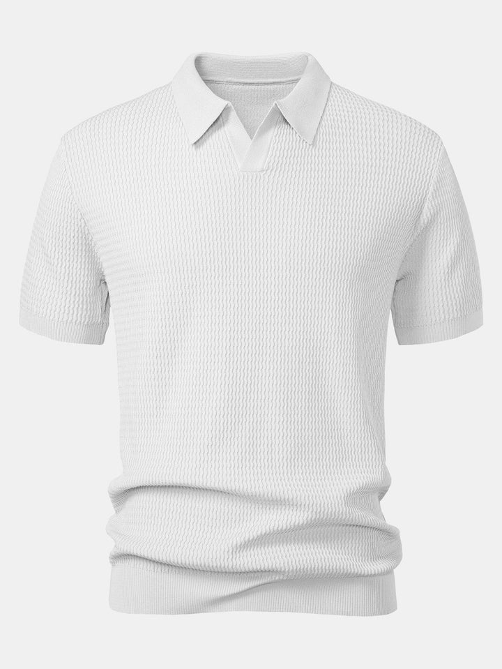 Golf Jacquard Gebreide V-hals Polo Shirt & Slim Fit Toegelopte Broek