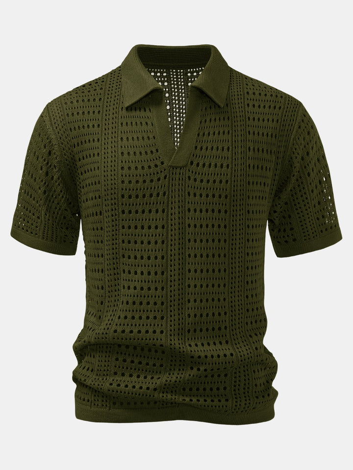 Gehaakt V-hals Polo Shirt