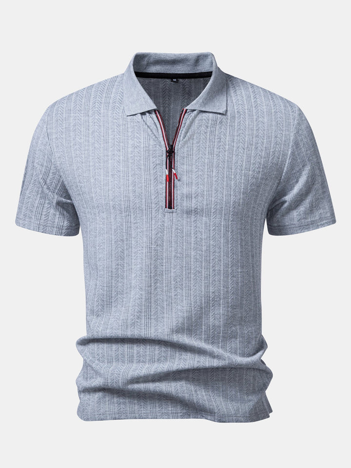 Textured Zipper Polo