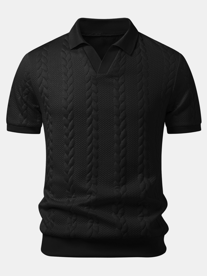 Twist Jacquard V Neck Polo