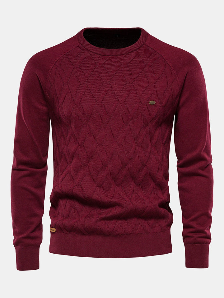 Geometry jacquard trui met ronde hals