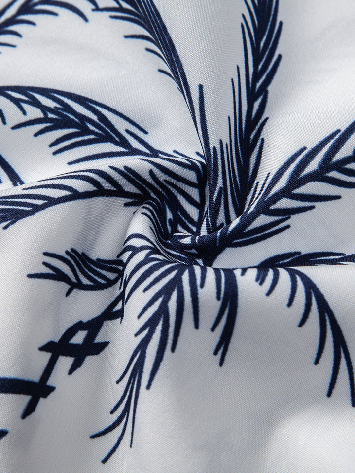 Island Sailing Print Knop-Up Shirt & Zwemshorts