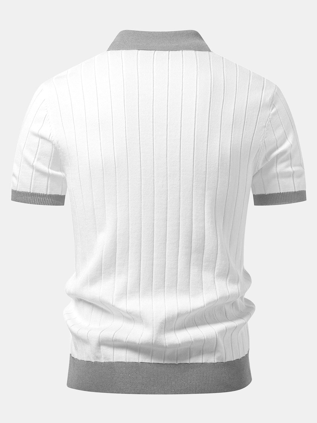 Contrast Trim Stripe Johnny Collar Polo