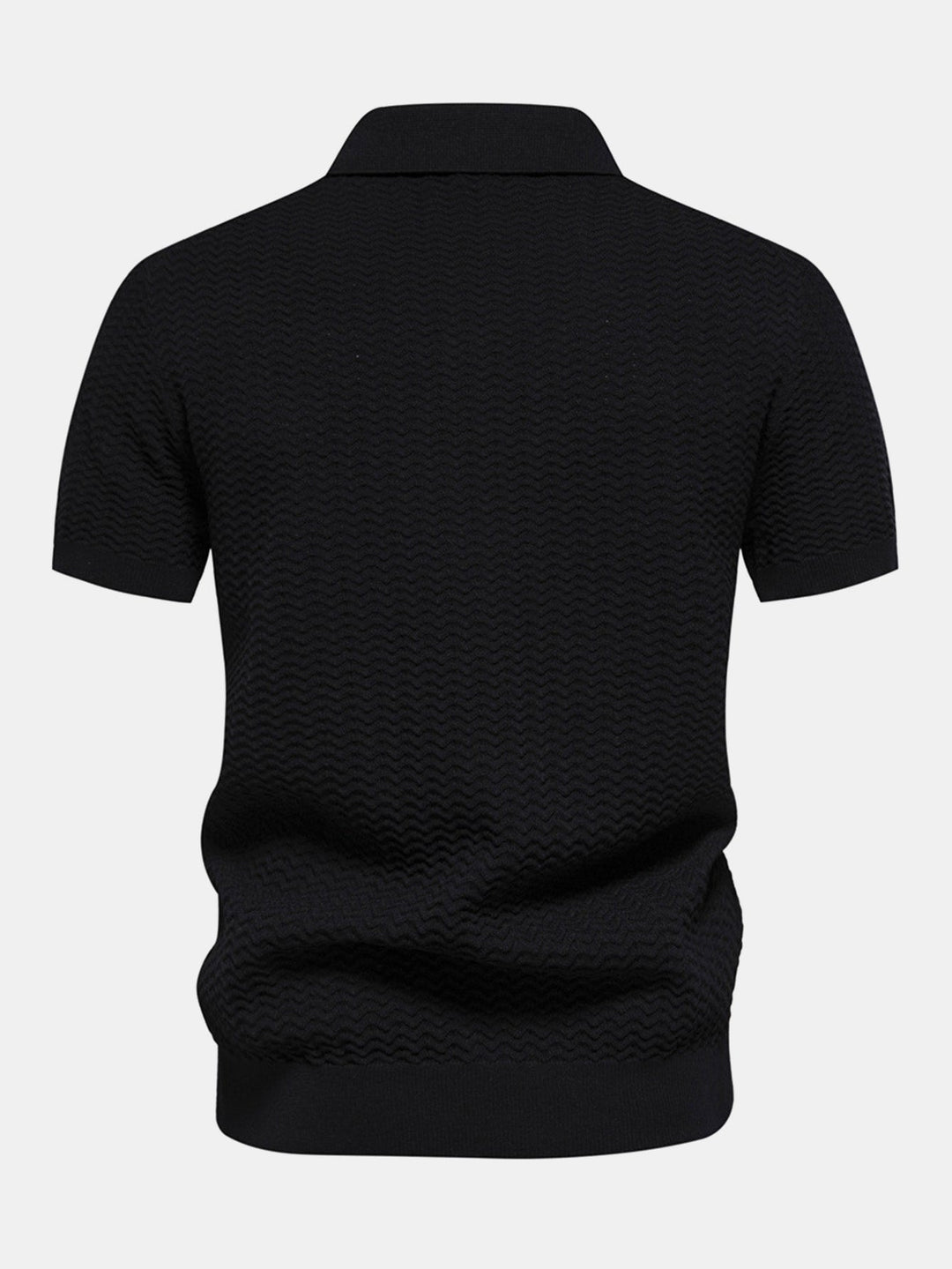 Contrast Textured Jacquard Gebreid Zip Up Polo Shirt