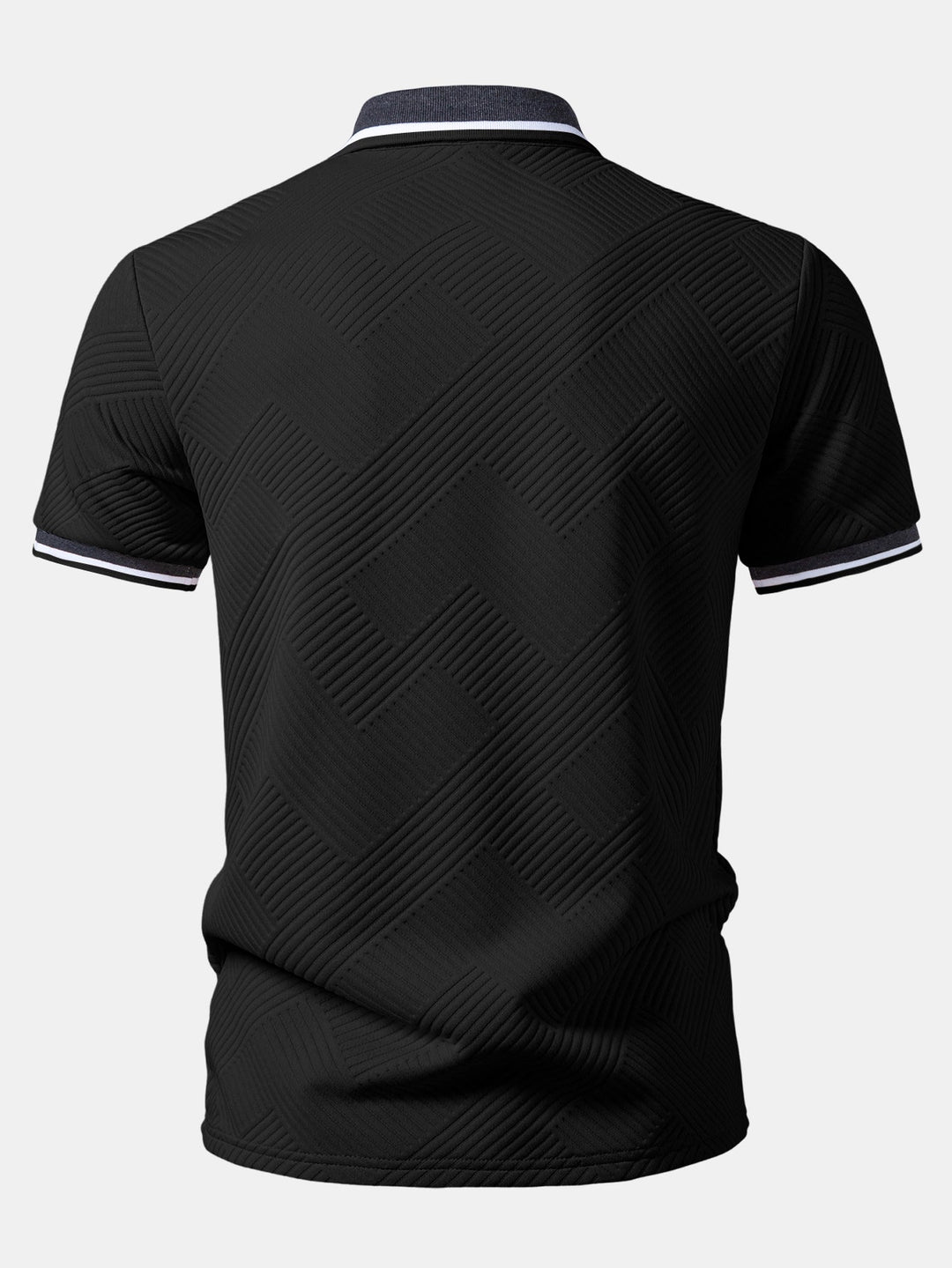 Contrast Trim Stripe Jacquard Polo