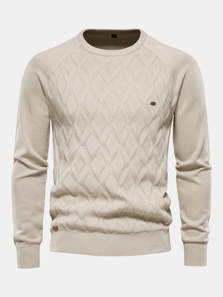 Geometry jacquard trui met ronde hals
