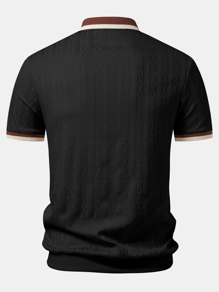 Contrast Trim Textured Knit Polo