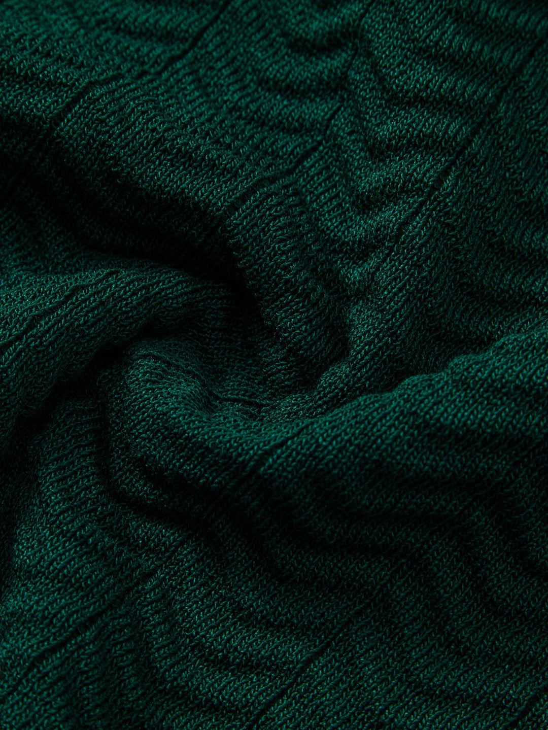 Textuurcontrast Gebreide V-Hals Polo Shirt & Rechte Ribbroek