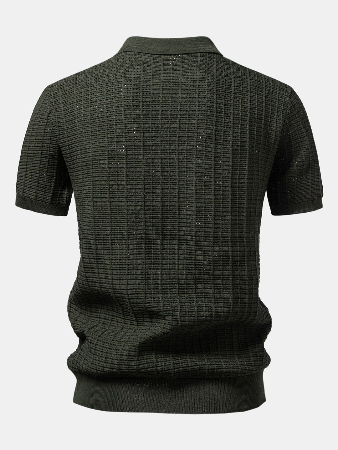 Textured Jacquard Johnny Collar Knit Polo