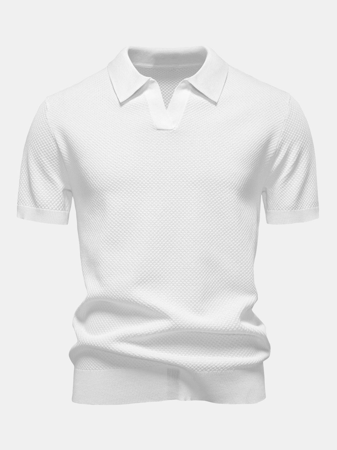 Ananasstructuur Gebreid V-hals Polo Shirt