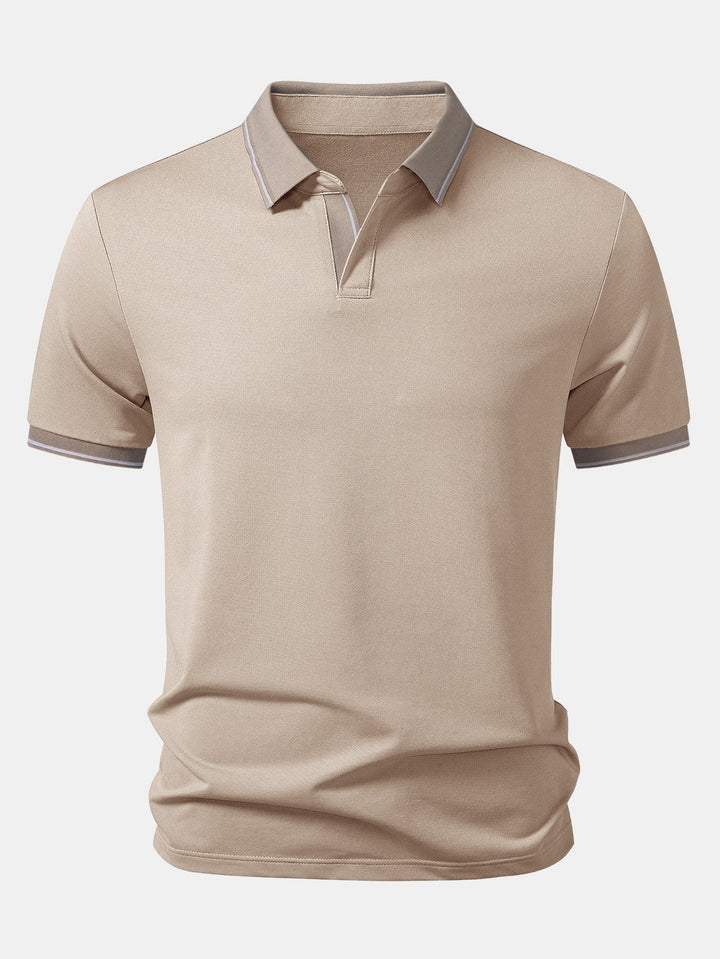Contrast Trim Johnny Collar Polo
