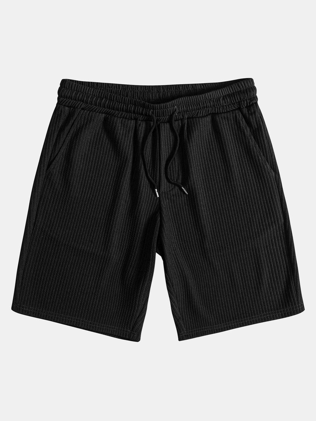 Muscle Fit Geribbelde Overhemd met Knopen & Shorts