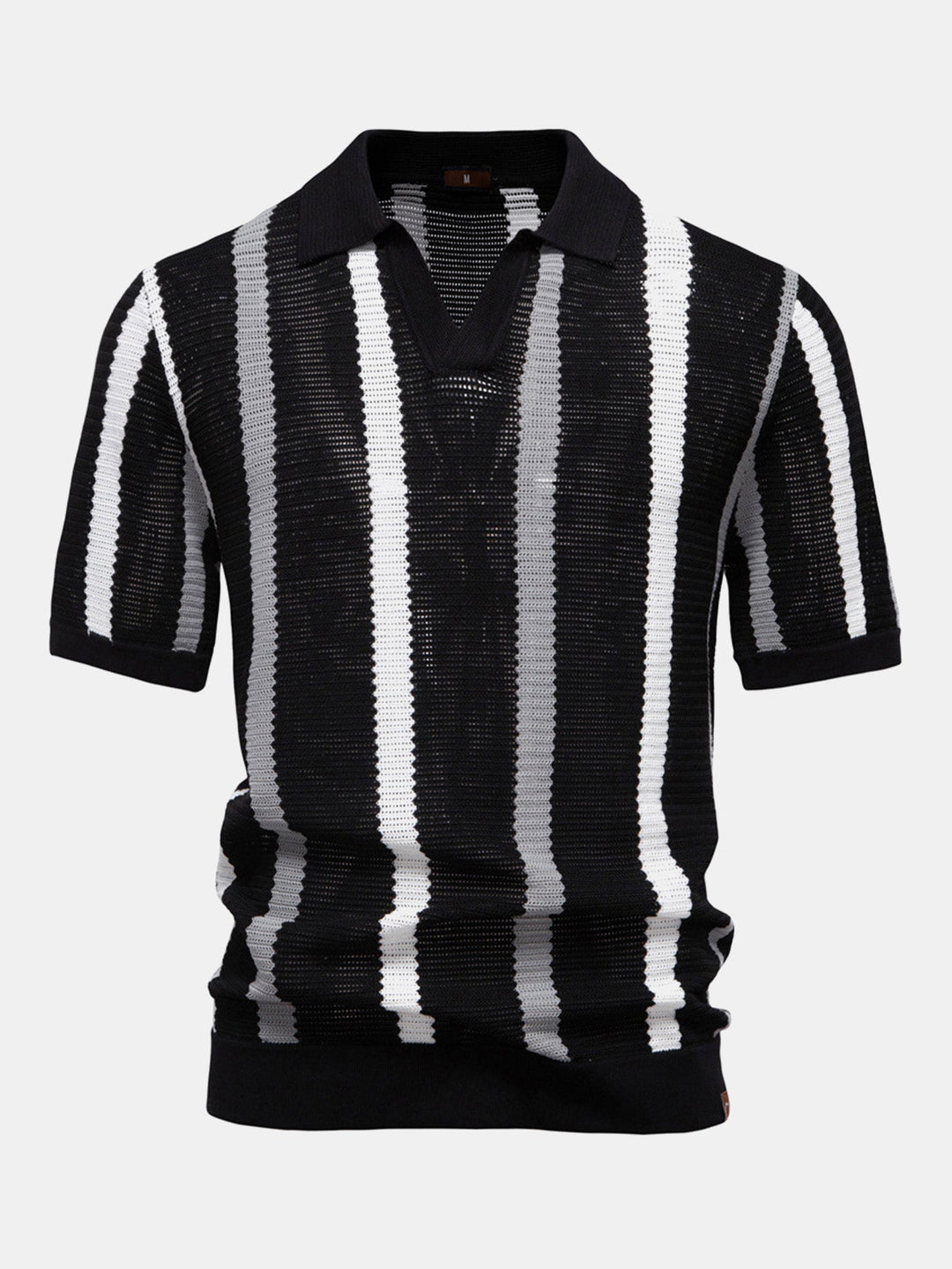 Gestreept Gebreid V-hals Polo Shirt