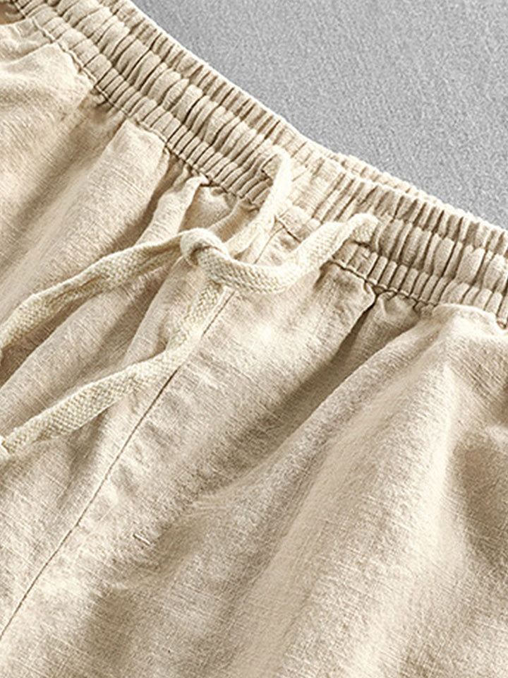Linnen Rayon Mix Knopsluiting Shirt & Linnen Katoen Mix Touwsluiting Shorts