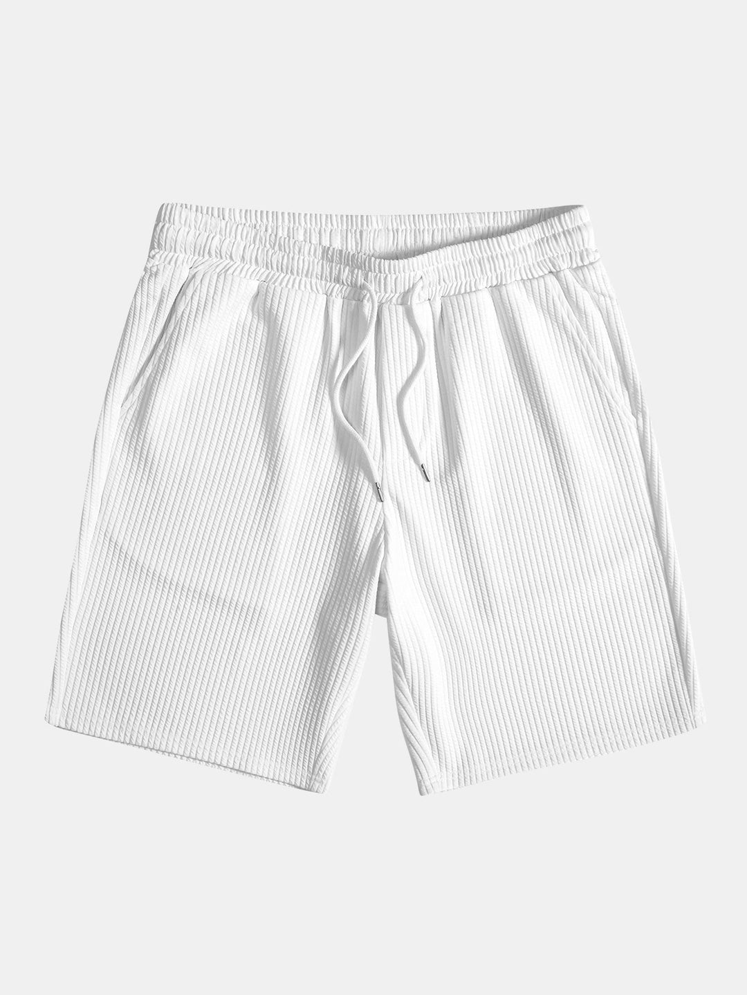 Muscle Fit Geribbelde Overhemd met Knopen & Shorts