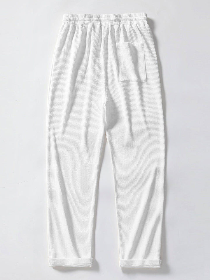 Stripe Jacquard Gebreid Polo Shirt & Rechte Ribbroek