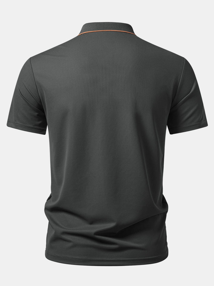 Textured Zipper Polo