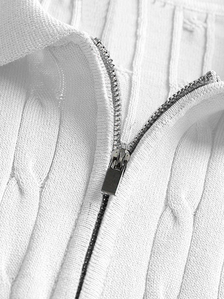 Twisted Jacquard Zipper Knit Polo