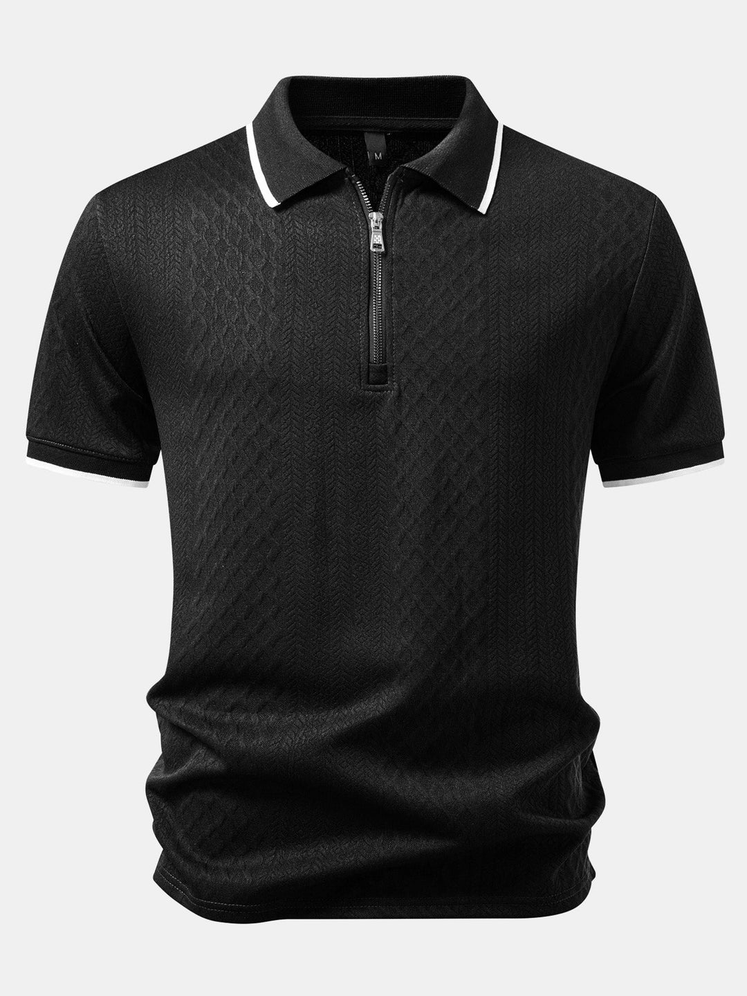 Geometric Jacquard Zipper Polo
