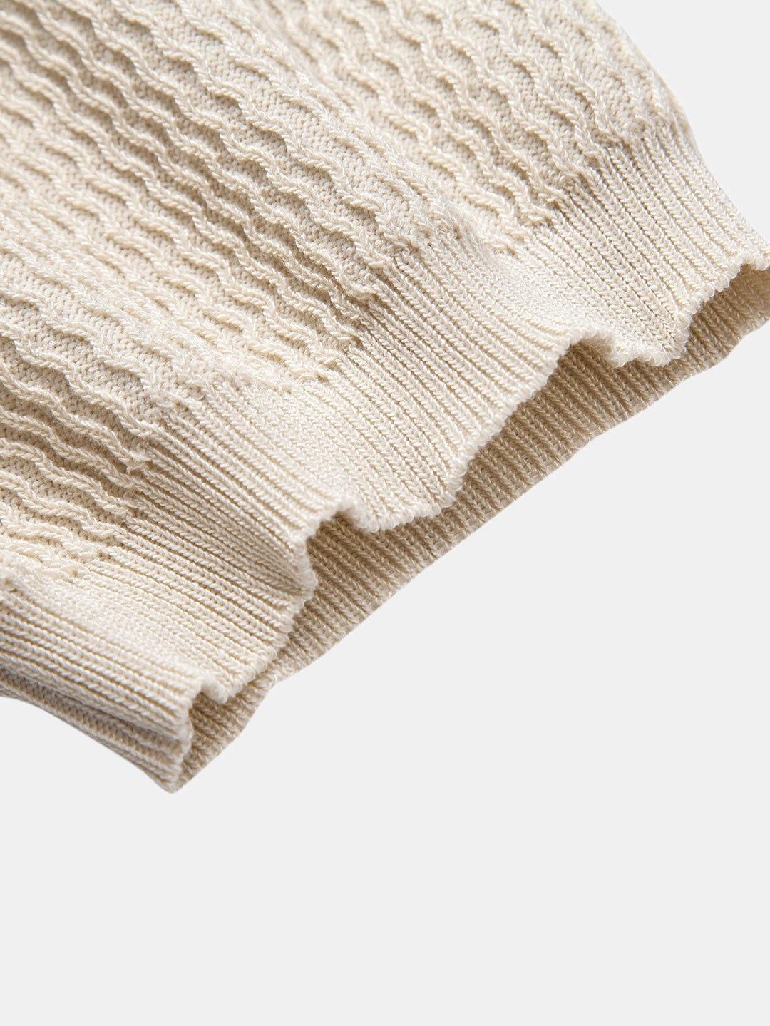 Wave Jacquard Gebreid V-hals Polo Shirt