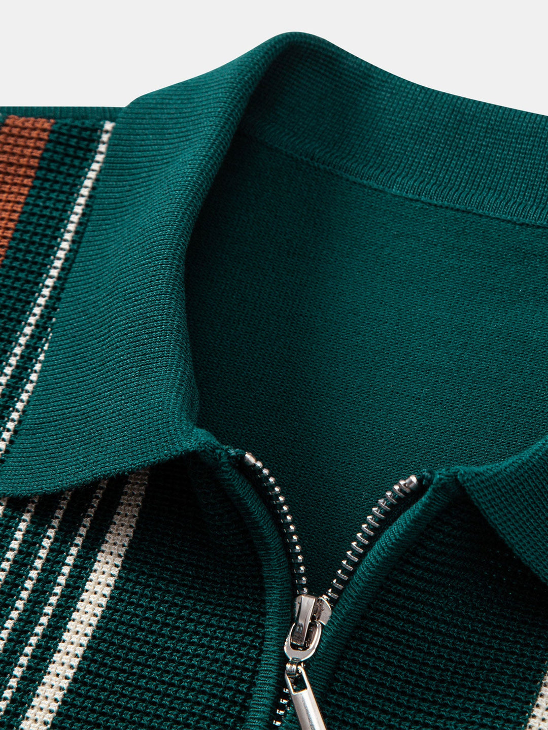 Gestreepte gebreide Polo met rits & rechte ribgebreide broek