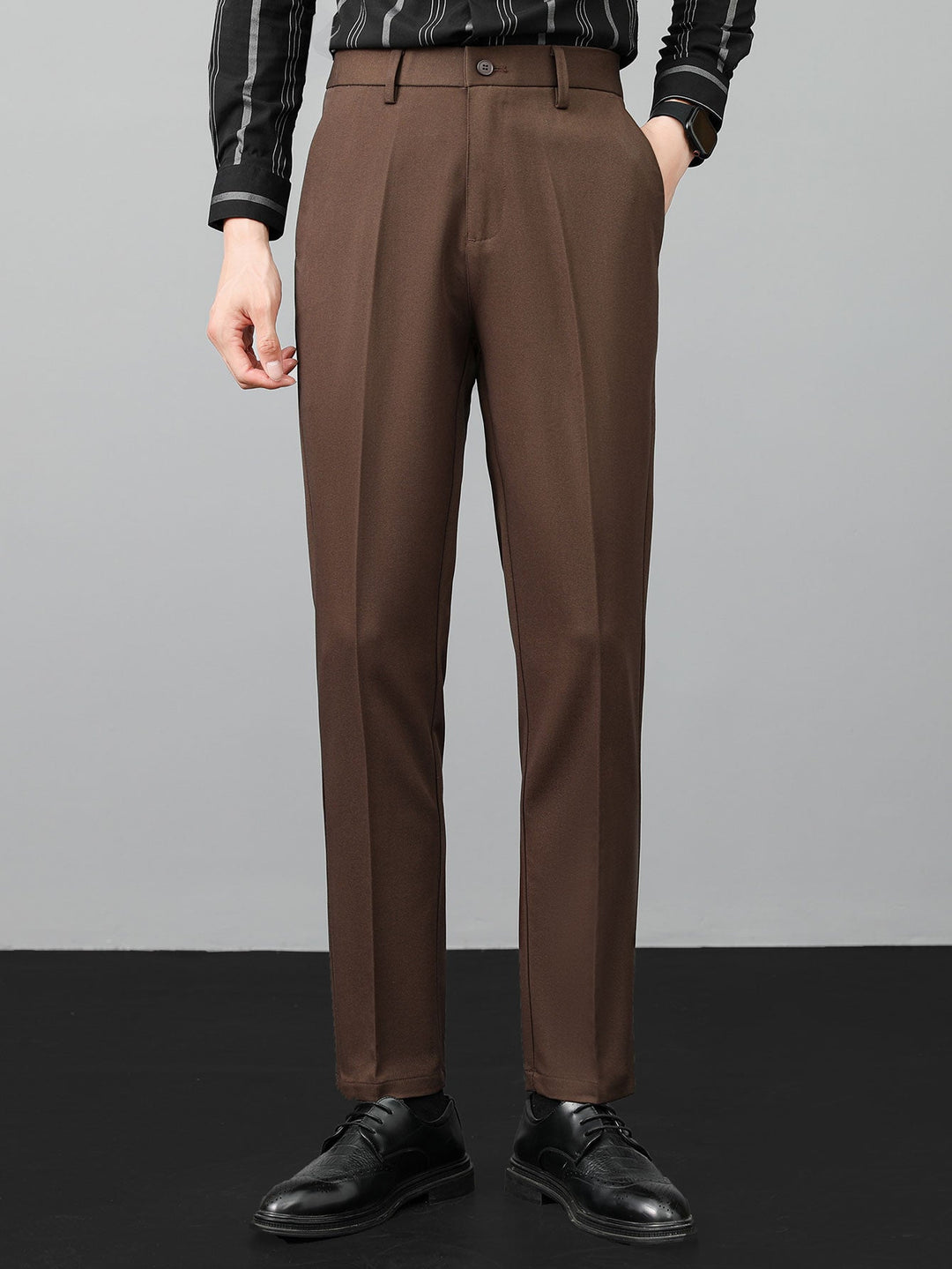 Gestreept geometrisch jacquard gebreid Polo shirt & slim fit taps toelopende broek
