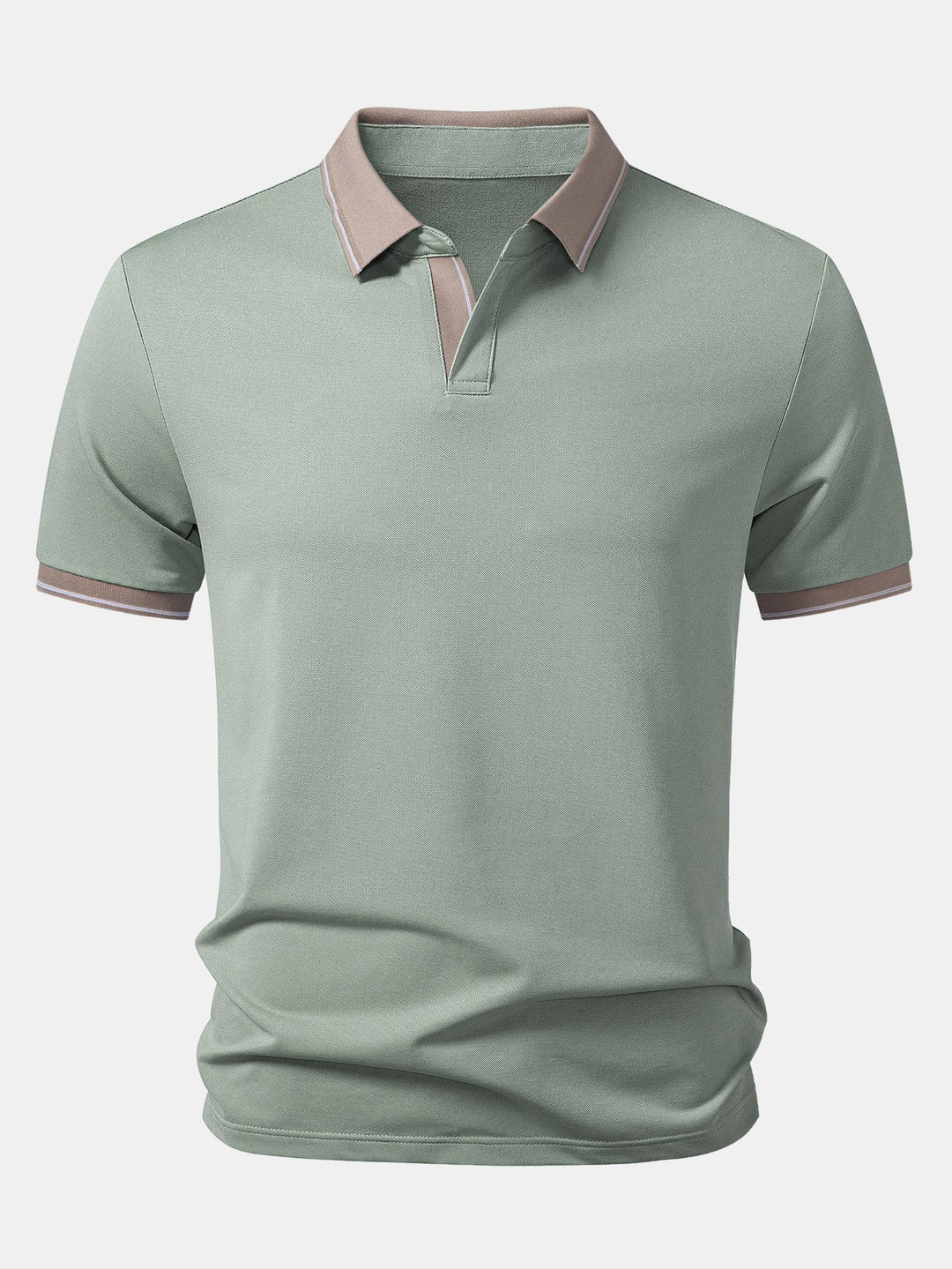 Contrast Trim Johnny Collar Polo