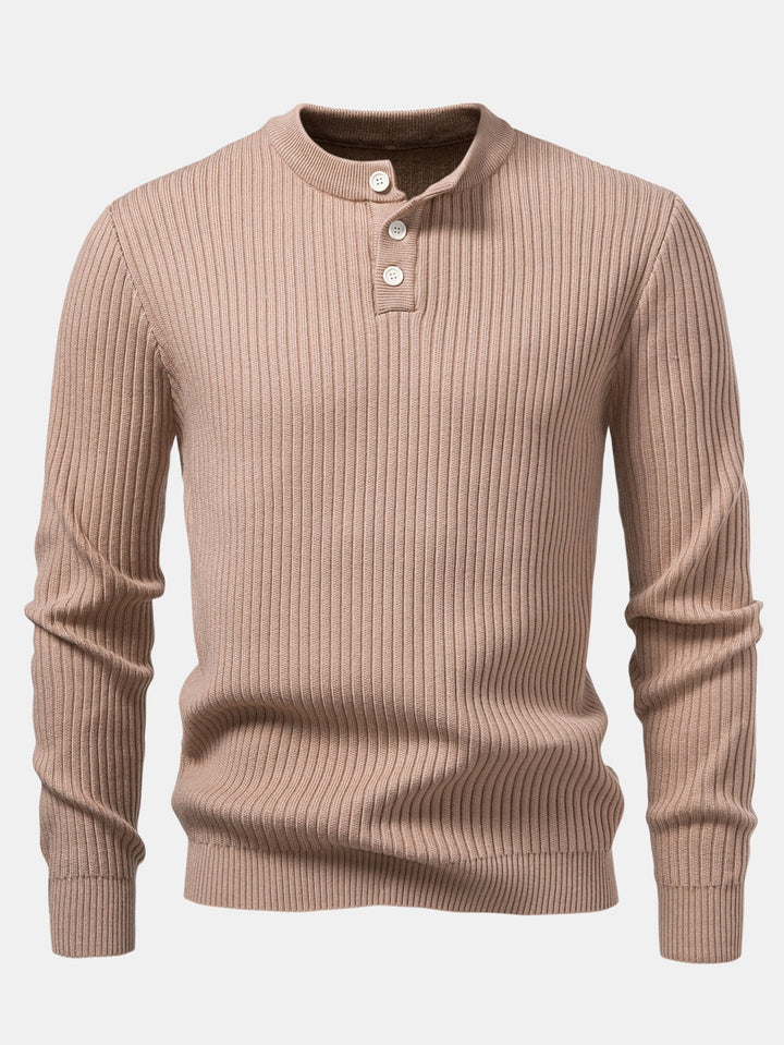 Geribbelde Henley Hals Trui