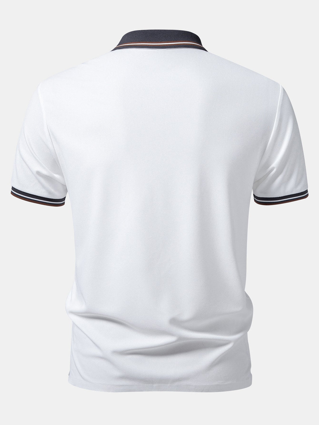 Contrast Trim Waffle Johnny Collar Polo