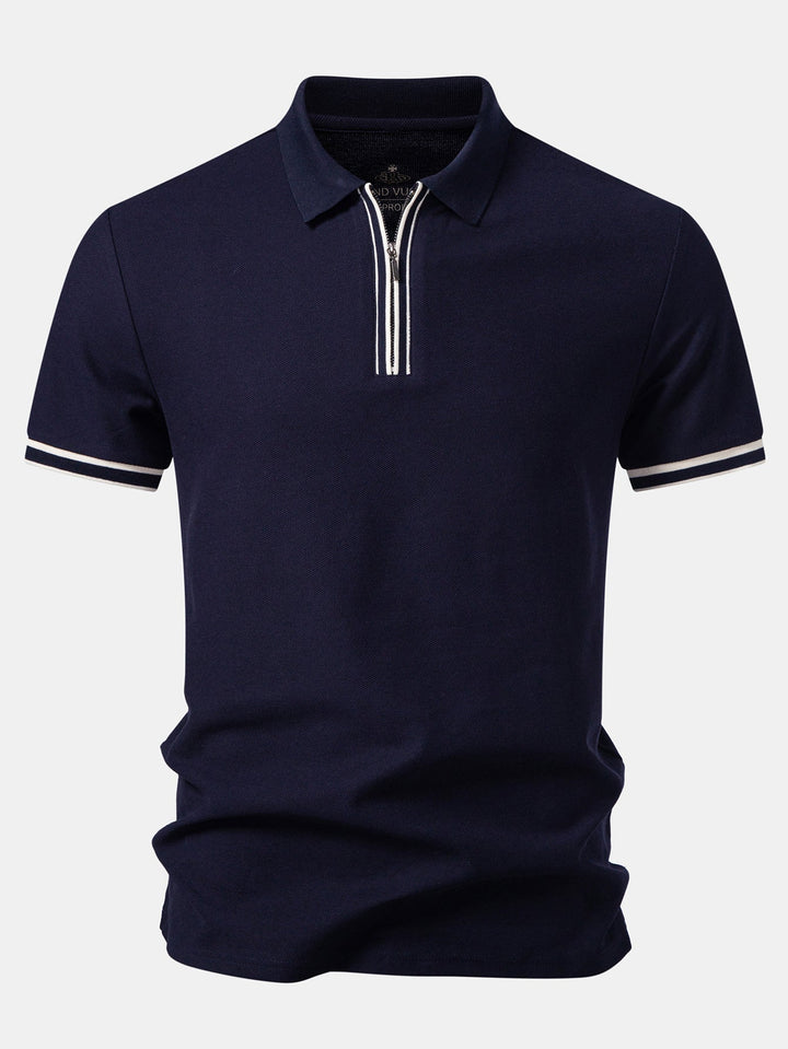 Contrast Trim Zipper Polo
