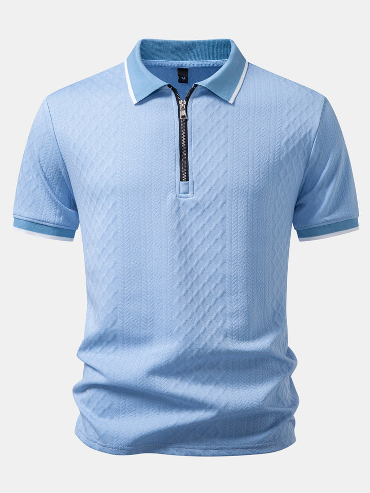 Geometric Jacquard Zipper Polo