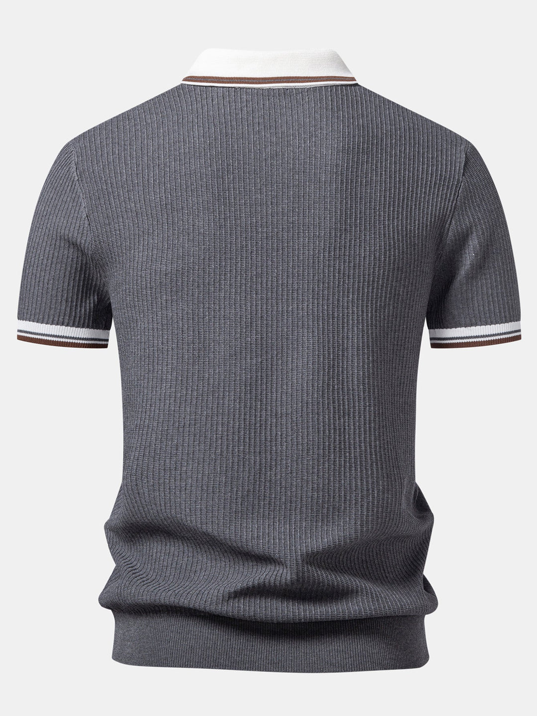 Contrast Trim Waffle Johnny Collar Knit Polo
