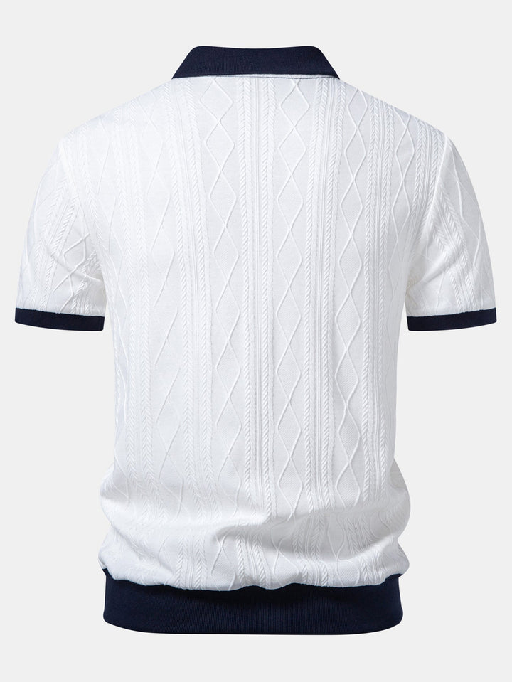 Contrast Geometry Jacquard Knit Polo