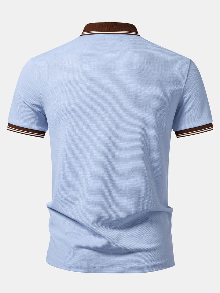 Contrast Trim Textured Polo